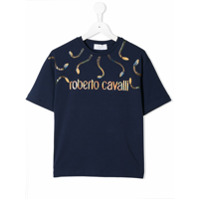 Roberto Cavalli Junior Camiseta com estampa de logo - Azul