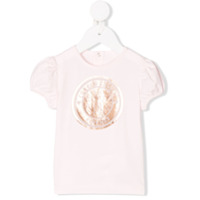 Roberto Cavalli Junior Camiseta com logo e babados nas mangas - Rosa