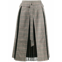 Rokh Saia midi com recortes contrastantes - Preto