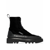 Rombaut Ankle boot preta de veludo com cadarço - Preto