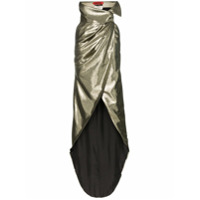 Ronald Van Der Kemp Saia envelope de seda com lurex cintura alta - Metálico