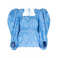 Rosie Assoulin Blusa jacquard de seda floral Madame Butterfly - Azul