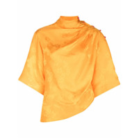 Rosie Assoulin Blusa jacquard drapeada com estampa floral - Amarelo
