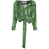 ROTATE Blusa com estampa pele de cobra e amarração na cintura - Verde
