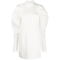 ROTATE Vestido com ombro estruturado e detalhe franzido - Branco