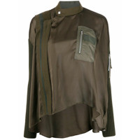 Sacai Blusa militar assimétrico de cetim - Verde