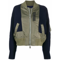 Sacai Jaqueta bomber com recortes e zíper - Azul