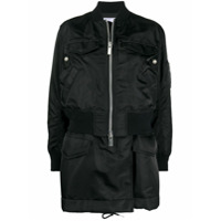 Sacai Jaqueta bomber longa com zíper - Preto