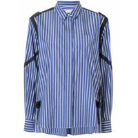 Sacai strap-embellished striped poplin shirt - Azul