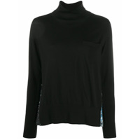 Sacai Suéter com pregas contrastantes posteriores - Preto