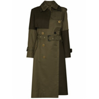 Sacai Trench coat com abotoamento duplo e cinto - Verde