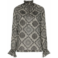 Saint Laurent Blusa com estampa de babado - Preto