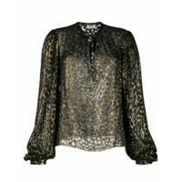 Saint Laurent Blusa com padronagem leopardo de lurex - Metálico