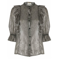 Saint Laurent Blusa metálica com mangas bufantes - Preto