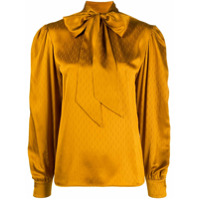 Saint Laurent Blusa monogramada com laço - Amarelo