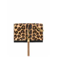 Saint Laurent Bolsa tiracolo Kate com estampa de leopardo - Marrom