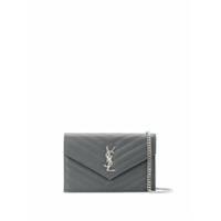 Saint Laurent Bolsa transversal com placa de logo - Cinza