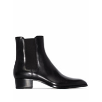 Saint Laurent Bota Wyatt de couro preta - Preto