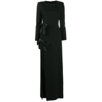 Saint Laurent bow-embellished side slit dress - Preto