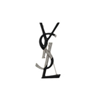 Saint Laurent Broche com monograma e aplicação - Prateado