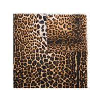 Saint Laurent Cachecol de cashmere e seda com estampa de leopardo - Marrom