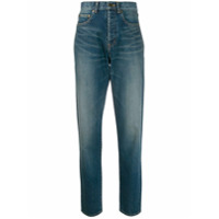 Saint Laurent Calça jeans cintura alta - Azul