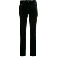 Saint Laurent Calça jeans cintura alta de veludo - Preto