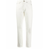 Saint Laurent Calça jeans reta com barra desfiada - Branco