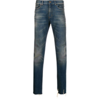 Saint Laurent Calça jeans reta com efeito desbotado - Azul