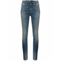 Saint Laurent Calça jeans skinny cintura alta - Azul