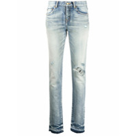 Saint Laurent Calça jeans slim com detalhe destroyed - Azul