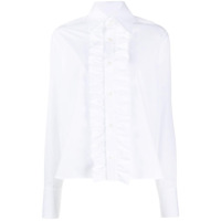 Saint Laurent Camisa com babados frontais - Branco