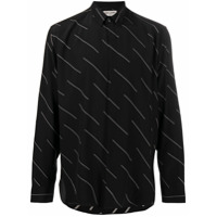 Saint Laurent Camisa com detalhe de estampa de listras - Preto
