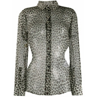 Saint Laurent Camisa de seda com estampa de leopardo - Neutro