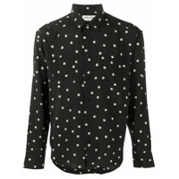 Saint Laurent Camisa mangas longas com estampa de poás - Preto