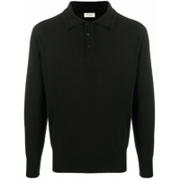 Saint Laurent Camisa polo mangas longas de cashmere - Preto