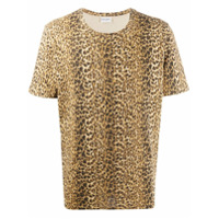 Saint Laurent Camiseta com estampa de leopardo - Marrom