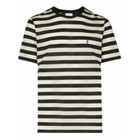 Saint Laurent Camiseta de lã com listras - Marrom