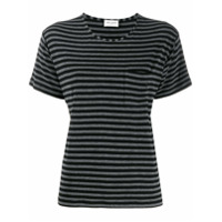 Saint Laurent Camiseta gola redonda com listras - Preto