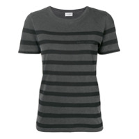 Saint Laurent Camiseta listrada mangas curtas - Cinza