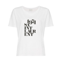 Saint Laurent Camiseta mangas curtas com logo - Branco