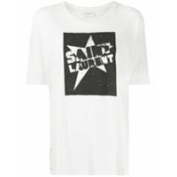 Saint Laurent Camiseta oversized com estampa de logo - Branco