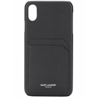 Saint Laurent Capa para celular de couro com logo - Preto