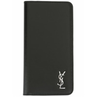 Saint Laurent Capa para iPhone X com logo - Preto