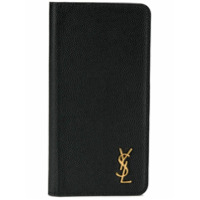 Saint Laurent Capa para iPhone X de couro - Preto