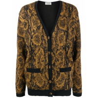 Saint Laurent Cardigan com estampa de cobra - Preto