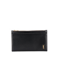 Saint Laurent Carteira com logo e zíper - Preto