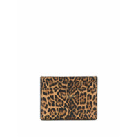 Saint Laurent Carteira de couro com estampa de leopardo - Marrom