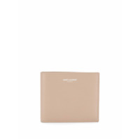 Saint Laurent Carteira de couro com logo - Cinza