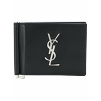 Saint Laurent Carteira de couro com logo - Preto